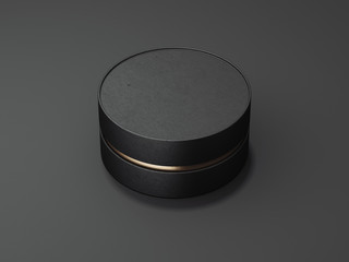 Black box stands on black floor. 3d rendering