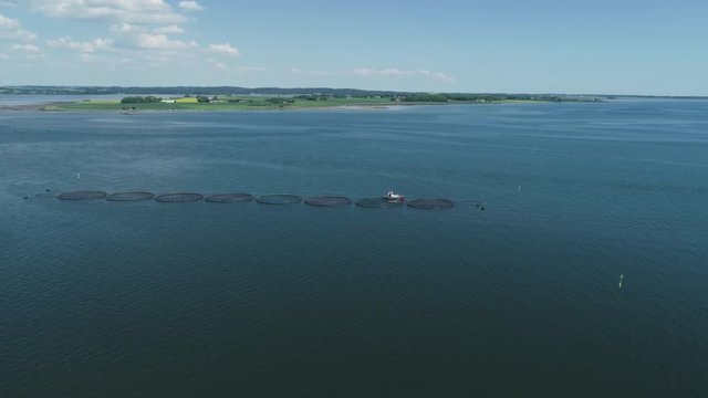 Drone over fish farm