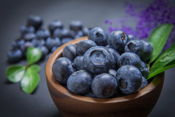 blueberries on black