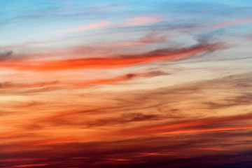 Dramatic sunset and sunrise sky with pink clouds