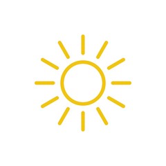 Sun icon vector. Line summer symbol. Trendy flat outline ui sign design. Thin linear graphic pictogram for web site, mobile application. Logo illustration. Eps10