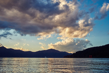 Sunset over Lake Ashi, Hakone