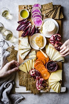 Cheese, vegetables and fruit savoury board