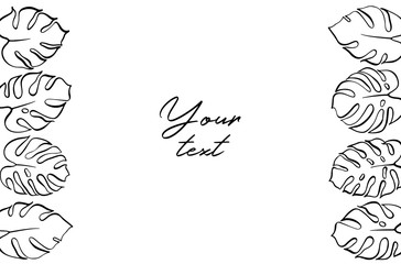 Obraz premium Vector template illustration with monstera leaf. 