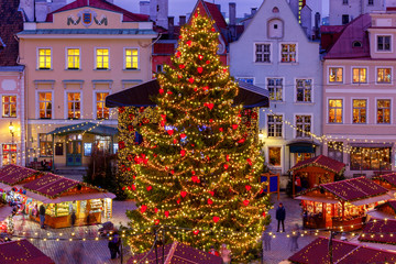 Tallinn. Town Hall Square at Christmas.