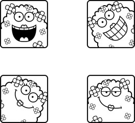 Happy Cartoon Plant Monster Icons