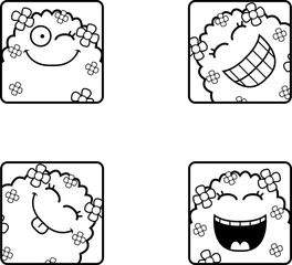 Happy Cartoon Plant Monster Icons