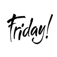 Vector illustration: Handwritten modern brush lettering of Friday isolated on white background