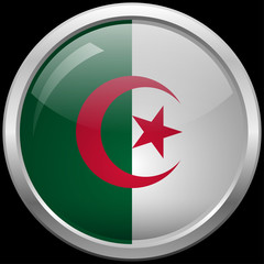 Algerian flag glass button vector illustration