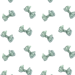 Watercolor bowtie seamlless pattern on white background