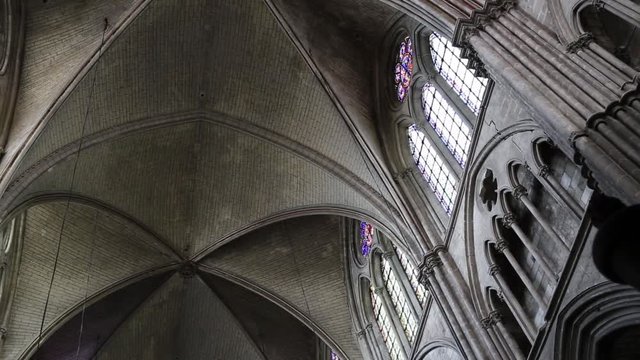 Vaults, arches and the nave of the cathedral Saint-Etienne of Bourges