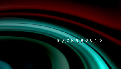 Abstract wave lines fluid rainbow style color stripes on black background