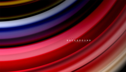 Abstract wave lines fluid rainbow style color stripes on black background