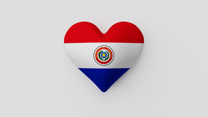 Corazón bandera Paraguay. 3D - obrazy, fototapety, plakaty