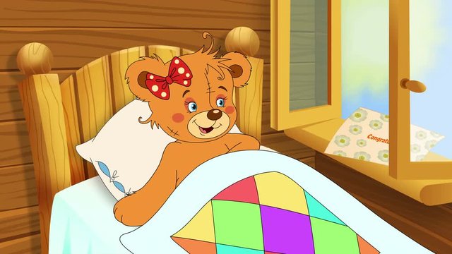 Valentines card for girl with white flowers and little bears. Hand drawn animation. 29.97 fps