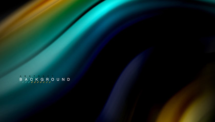 Fluid mixing colors, vector wave abstract background