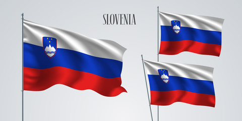 Slovenia waving flag set of vector illustration