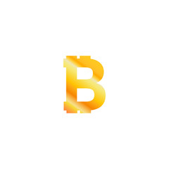 Bitcoin crypto currency logo icon isolated on white background, with btc logo sign, gradient golden colour, vector illustration