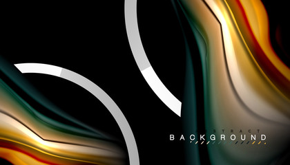 Fototapeta premium Liquid fluid colors holographic design with metallic style line shape