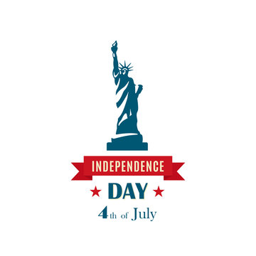 Statue of Liberty for 4th of July, Independence Day celebration USA. Vector banner.