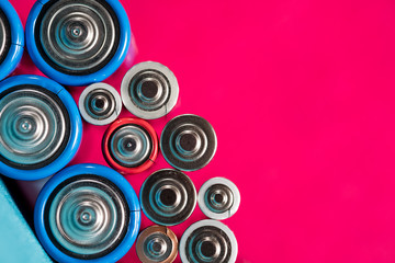 Ecology recycling concept. Many different types used or new battery