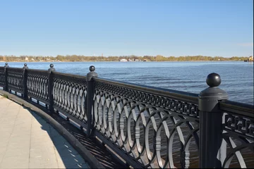 Fencing of the Volga river embankment in the city of Yaroslavl