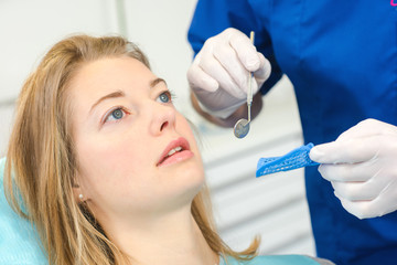 Woman at a dental appointment