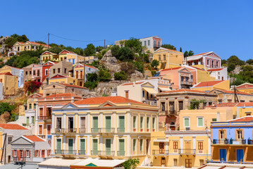 Fototapeta na wymiar Colorful architecture of the island of symi. Greece