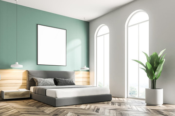 Green bedroom corner, frame poster