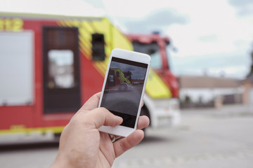 Handyfoto von Feuerwehreinsatz