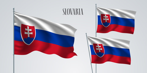 Slovakia waving flag set of vector illustration