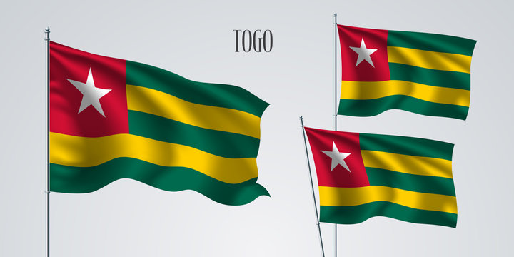 Togo waving flag set of vector illustration