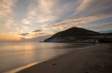 Sunrise on the beach of the Genoveses of Cabo de Gata