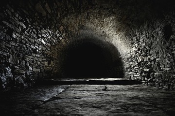 Scary underground, old castle cellar