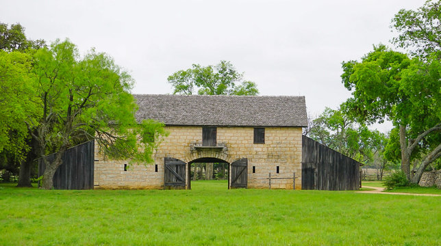 The Brucker Barn at the Johnson Settlement at the Lyndon B Johnson National Historical Park in Johnson City, Texas