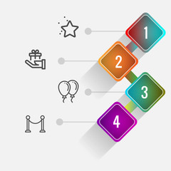 Birthday and party infographic with icon 4 step, for presentatio
