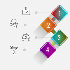 Birthday and party infographic with icon 4 step, for presentatio