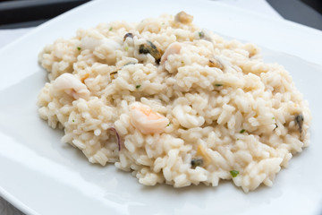 Delicious risotto with seafood