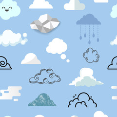 Cloud icon different style vector icons cloudy design nature sky shape cloudscape bubble speech illustration seamless pattern background