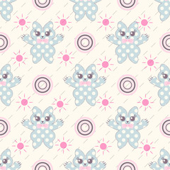 Seamless abstract vector illustration background. Decorative kittens