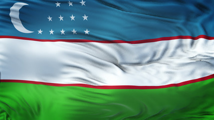 Fototapeta premium UZBEKISTAN Realistic Waving Flag Background 