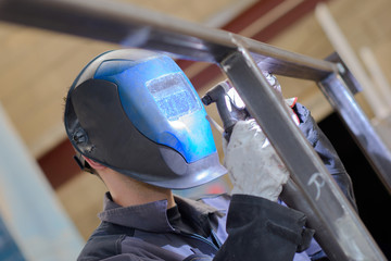 Man welding at eye level