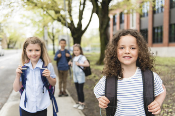 A Group of students outside at school standing together