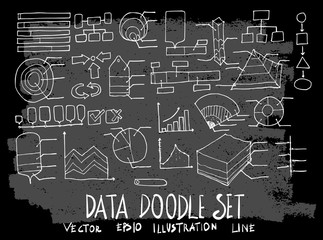Hand drawn Sketch doodle vector data element icon set on Chalkboard eps10