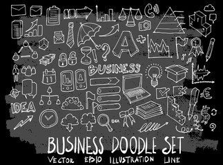 Hand drawn Sketch doodle vector business element icon set on Chalkboard eps10