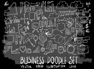 Hand drawn Sketch doodle vector business element icon set on Chalkboard eps10
