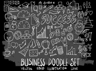 Hand drawn Sketch doodle vector business element icon set on Chalkboard eps10