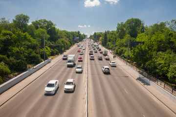 Fototapeta premium Highway Transport flow Speed Sunny day