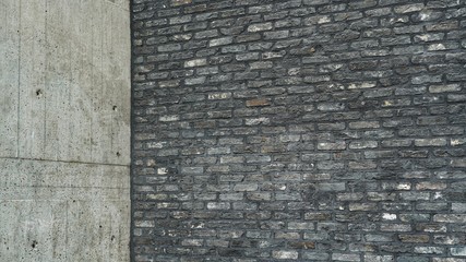Concrete and brick wall.