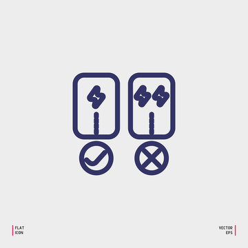 Tick and cross signs.OK and X icons, isolated on white background.
